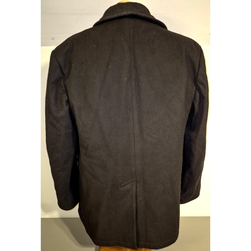 VTG 1980s US Navy Military Wool Pea Coat Black Anchor Buttons 44S Major Coat Co - Picture 3 of 4